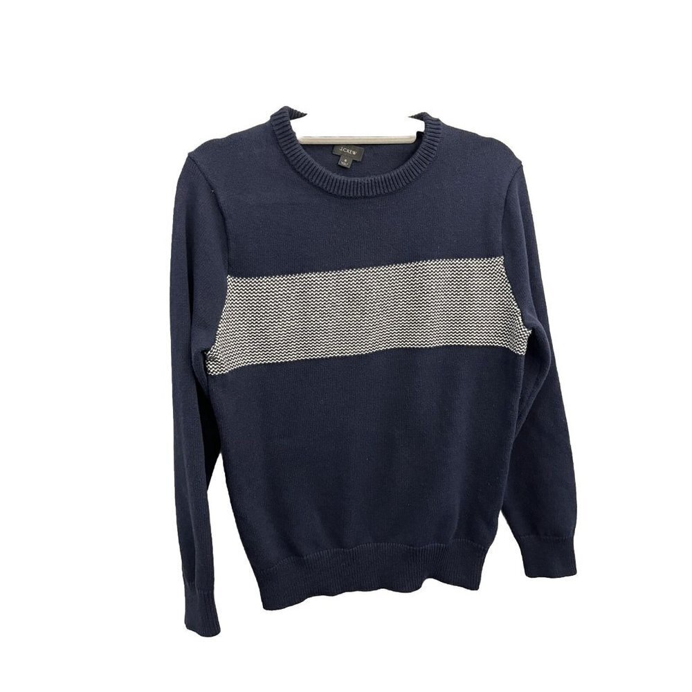 J Crew Knitted Sweater Men Small Cotton Nautical Navy Blue